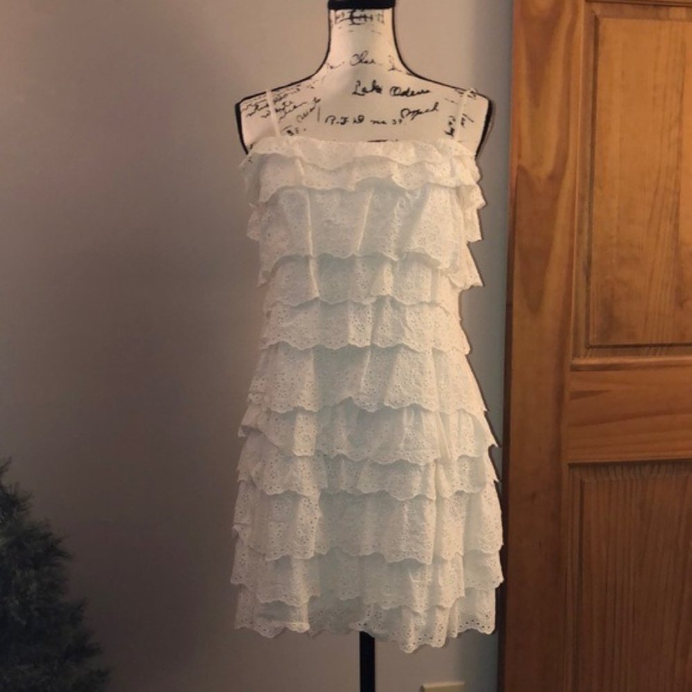 Calvin Klein Tiered Eyelet Ruffle Dress SZ: 8